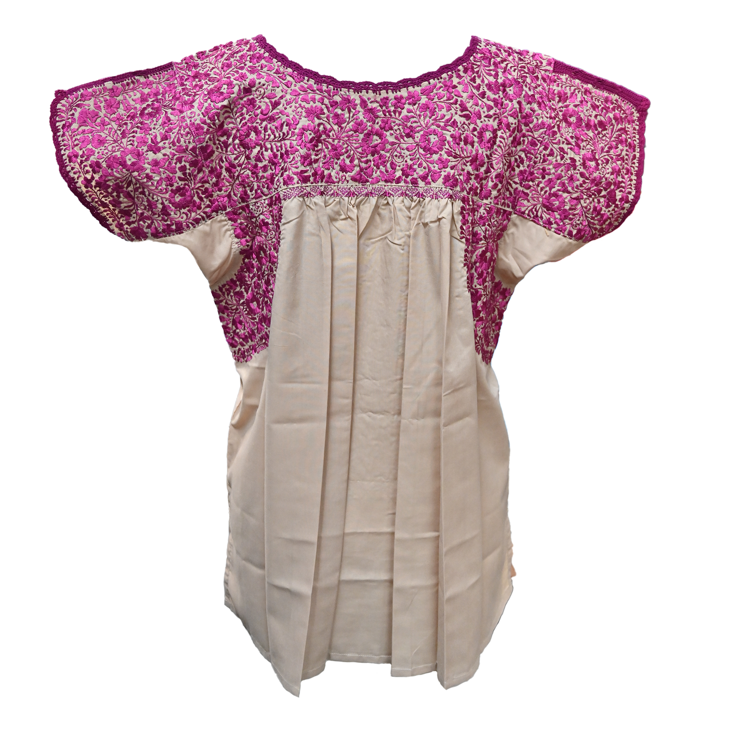 Khaki with Magenta Embroidery