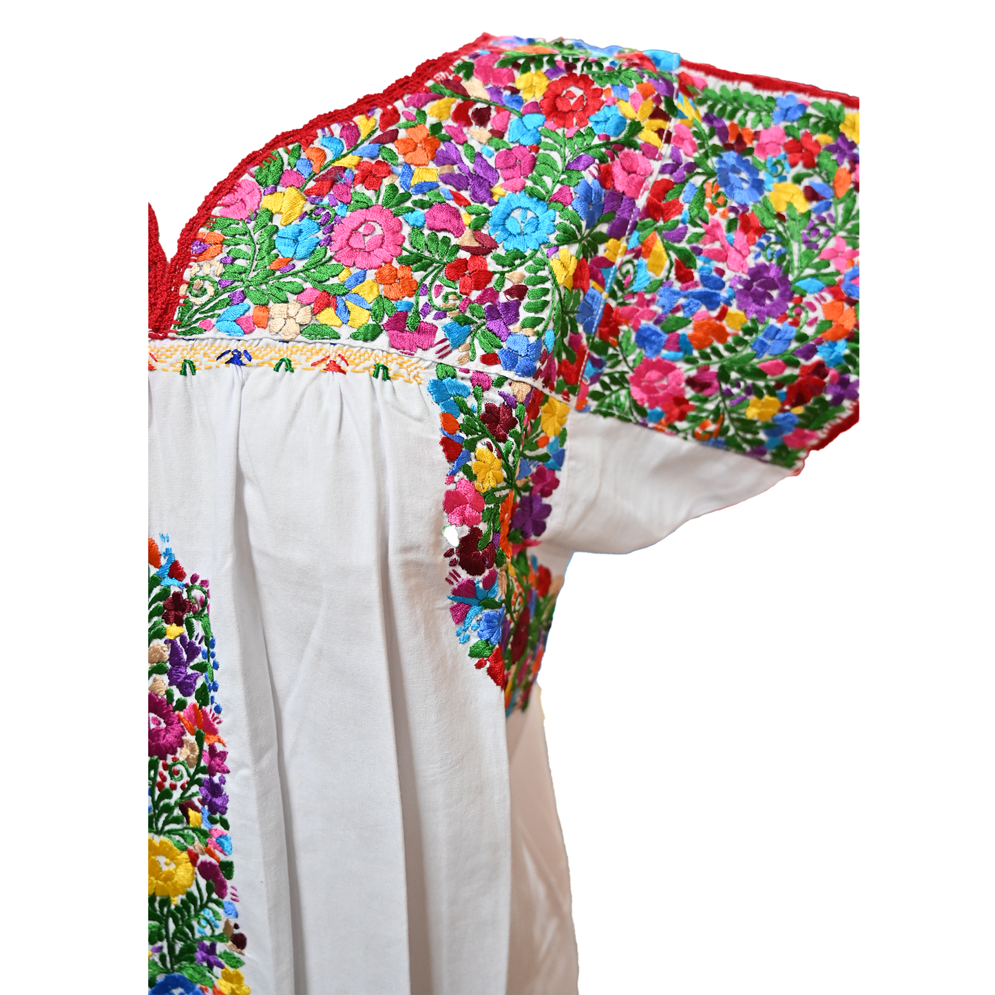 White with Multi-Color Embroidery
